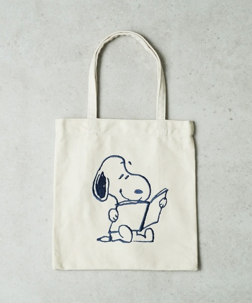 Vintage PEANUTS（ビンテージピーナッツ）の「"09"≪Vintage PEANUTS≫1ポケット キャンバス 刺繍 ミニ トートバッグ（トートバッグ・レディース・アイボリー/ネイビー・ONE SIZE）」の9枚目の写真
