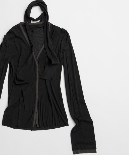 PRANK PROJECT（プランクプロジェクト）の「【2026Summer Pre-Order】アウトシームジャージーカーデ / Outseam Jersey Cardigan（カーディガン/ボレロ・レディース・ライトグレー/ブラック・FREE）」の16枚目の写真