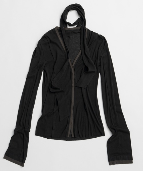 PRANK PROJECT（プランクプロジェクト）の「【2026Summer Pre-Order】アウトシームジャージーカーデ / Outseam Jersey Cardigan（カーディガン/ボレロ・レディース・ライトグレー/ブラック・FREE）」の14枚目の写真