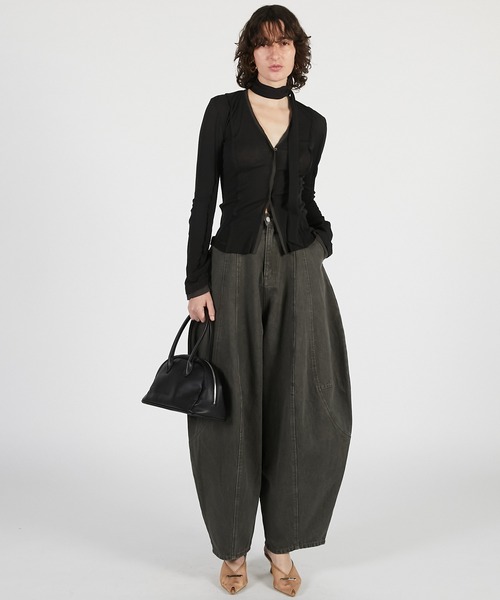 PRANK PROJECT（プランクプロジェクト）の「【2026Summer Pre-Order】アウトシームジャージーカーデ / Outseam Jersey Cardigan（カーディガン/ボレロ・レディース・ライトグレー/ブラック・FREE）」の3枚目の写真