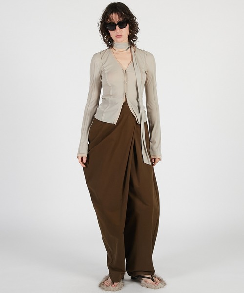 PRANK PROJECT（プランクプロジェクト）の「【2026Summer Pre-Order】アウトシームジャージーカーデ / Outseam Jersey Cardigan（カーディガン/ボレロ・レディース・ライトグレー/ブラック・FREE）」の4枚目の写真