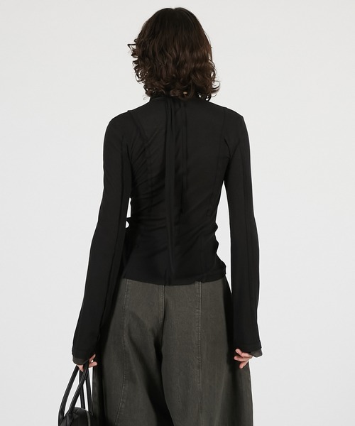 PRANK PROJECT（プランクプロジェクト）の「【2026Summer Pre-Order】アウトシームジャージーカーデ / Outseam Jersey Cardigan（カーディガン/ボレロ・レディース・ライトグレー/ブラック・FREE）」の7枚目の写真