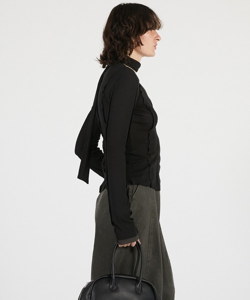 PRANK PROJECT（プランクプロジェクト）の「【2026Summer Pre-Order】アウトシームジャージーカーデ / Outseam Jersey Cardigan（カーディガン/ボレロ・レディース・ライトグレー/ブラック・FREE）」の8枚目の写真