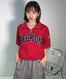 AS KNOW AS plus | 〇ポケット付きハーフジップジップ 袖ワッペン半袖プルオーバー(Tシャツ/カットソー)