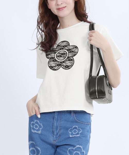 MARY QUANT(マリークワント)の「レースデイジー Tシャツ(Tシャツ/カットソー・レディース・ホワイト/ピンク/ブルー/ブラック・M)」の2枚目の写真
