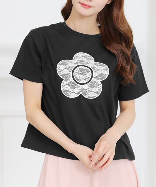 マリークワントレーストップス レースデイジー Tシャツ（Tシャツ/カットソー）｜MARY QUANT（マリー