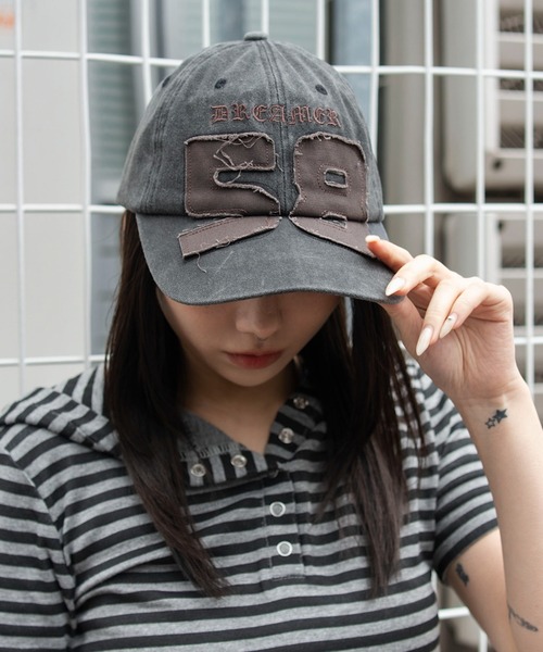 WEGO（ウィゴー）の「WEGO/【26年春夏新作】ナンバリングアップリケキャップ（キャップ・レディース・ブラウン/その他1/スミクロ・FREE）」の6枚目の写真