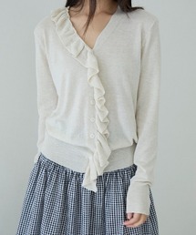 CHUN CHUN NOTES（チュンチュンノーツ）の「26SS/フリルデザイン Vネックニットカーディガン（カーディガン/ボレロ）」