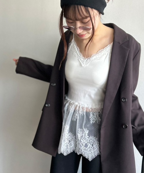 Kotoe(コトエ)の「【カップ付き】 ペプラムレース ブラトップキャミソール(キャミソール・レディース・ホワイト/ブラック・FREE)」の4枚目の写真