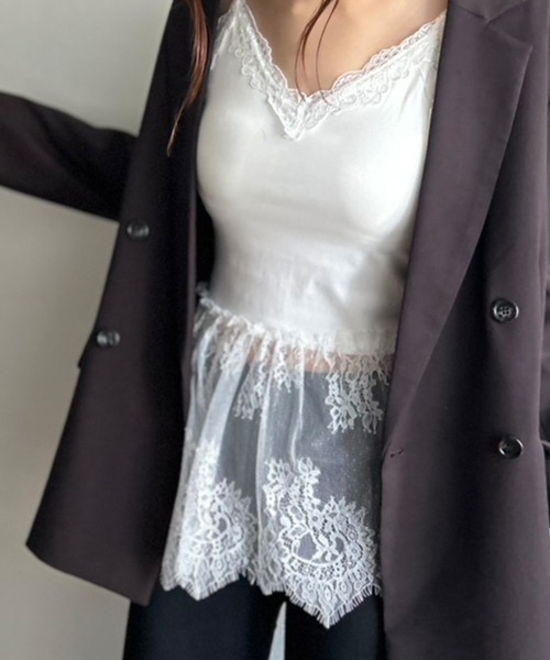 Kotoe(コトエ)の「【カップ付き】 ペプラムレース ブラトップキャミソール(キャミソール・レディース・ホワイト/ブラック・FREE)」の5枚目の写真