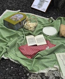 おしゃれスタ（オシャレスタ）の「ギンガムチェックレースレジャーシート（アウトドアグッズ）」