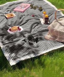 おしゃれスタ（オシャレスタ）の「ギンガムチェックレースレジャーシート（アウトドアグッズ）」