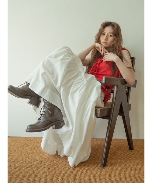 LILY BROWN(リリーブラウン)の「レースフリルコンビカットトップス(Tシャツ/カットソー・レディース・ホワイト/レッド/チャコールグレー・F)」の6枚目の写真