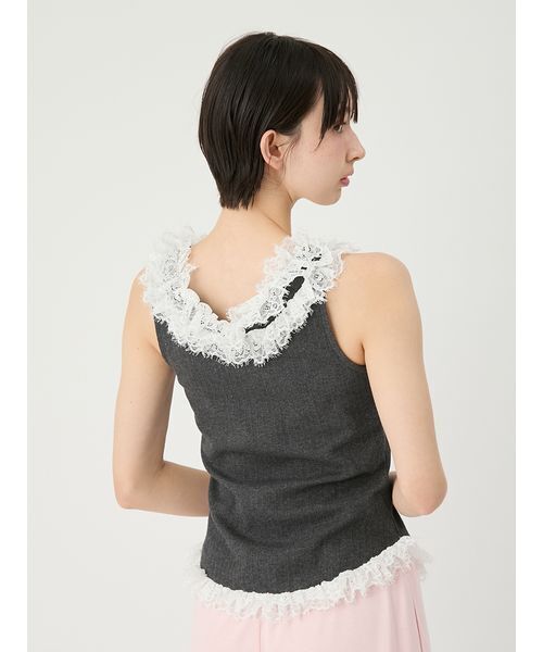 新品未使用タグ付き　リリーブラウン    チュール　レース　フリル　ブラウス リリーブラウン フリルレースボディスーツ LILY BROWN Lingerie