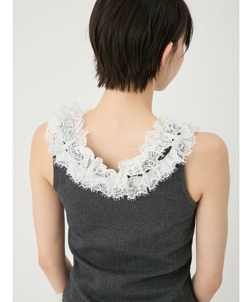 LILY BROWN(リリーブラウン)の「レースフリルコンビカットトップス(Tシャツ/カットソー・レディース・ホワイト/レッド/チャコールグレー・F)」の12枚目の写真