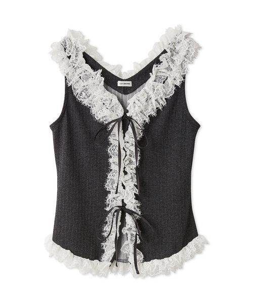 LILY BROWN(リリーブラウン)の「レースフリルコンビカットトップス(Tシャツ/カットソー・レディース・ホワイト/レッド/チャコールグレー・F)」の21枚目の写真