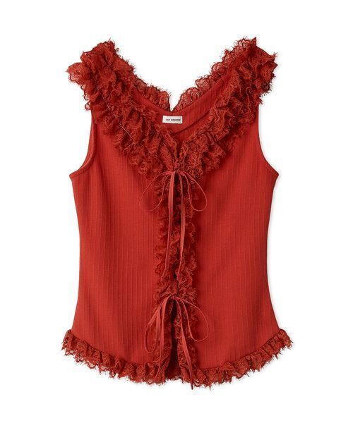 LILY BROWN(リリーブラウン)の「レースフリルコンビカットトップス(Tシャツ/カットソー・レディース・ホワイト/レッド/チャコールグレー・F)」の22枚目の写真