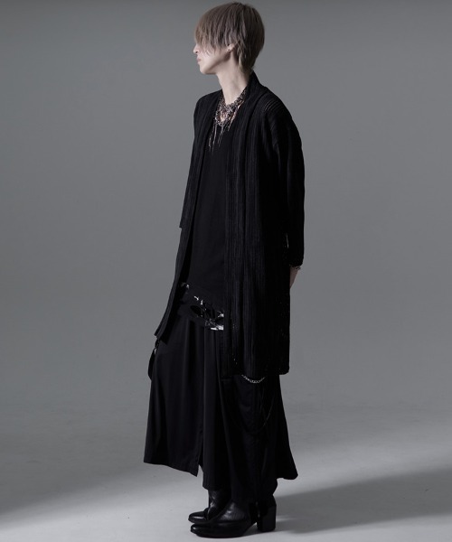 CavariA(キャバリア)の「『CavariA/キャバリア』汚し加工はしご編みショール7分袖ガウン(Tシャツ/カットソー・メンズ・ブラック/ホワイト・XL/L/M)」の18枚目の写真