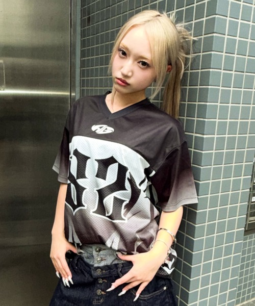 A'GEM/9 × .kom 『A'gem/エージェム』 ナンバリングメッシュTシャツ A