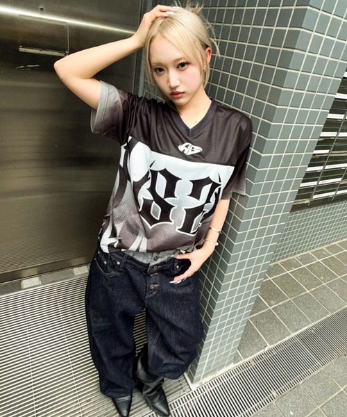 A'GEM/9 × .kom 『A'gem/エージェム』 ナンバリングメッシュTシャツ A