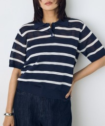 シアーポロニットトップス