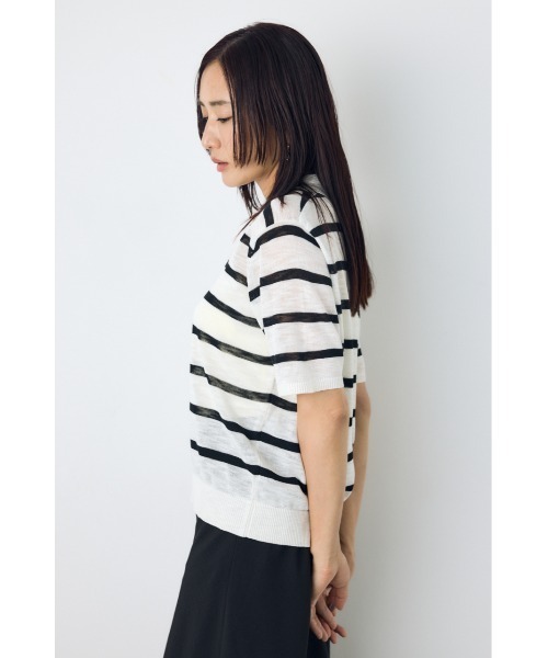 AZUL by moussy(アズールバイマウジー)の「シアーポロニットトップス(ニット/セーター・レディース・ブラウン系その他/ブルー系その他3/ホワイト系その他・SMALL/MEDIUM)」の6枚目の写真