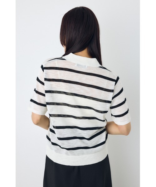 AZUL by moussy(アズールバイマウジー)の「シアーポロニットトップス(ニット/セーター・レディース・ブラウン系その他/ブルー系その他3/ホワイト系その他・SMALL/MEDIUM)」の7枚目の写真