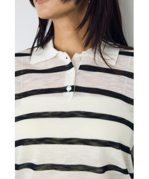 AZUL by moussy(アズールバイマウジー)の「シアーポロニットトップス(ニット/セーター・レディース・ブラウン系その他/ブルー系その他3/ホワイト系その他・SMALL/MEDIUM)」の9枚目の写真