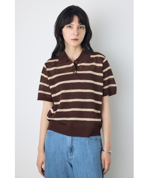 AZUL by moussy(アズールバイマウジー)の「シアーポロニットトップス(ニット/セーター・レディース・ブラウン系その他/ブルー系その他3/ホワイト系その他・SMALL/MEDIUM)」の13枚目の写真