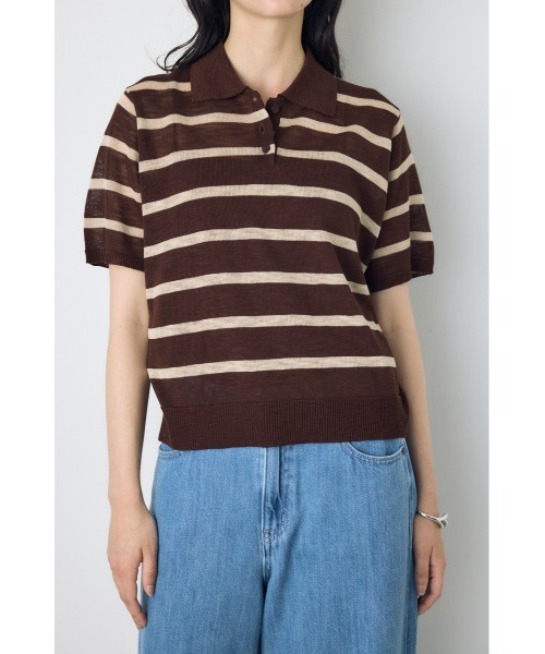 AZUL by moussy(アズールバイマウジー)の「シアーポロニットトップス(ニット/セーター・レディース・ブラウン系その他/ブルー系その他3/ホワイト系その他・SMALL/MEDIUM)」の14枚目の写真