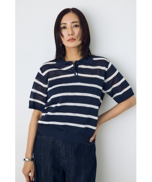 AZUL by moussy(アズールバイマウジー)の「シアーポロニットトップス(ニット/セーター・レディース・ブラウン系その他/ブルー系その他3/ホワイト系その他・SMALL/MEDIUM)」の22枚目の写真
