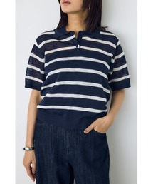 AZUL BY MOUSSY（アズールバイマウジー）の「シアーポロニットトップス（ニット/セーター）」