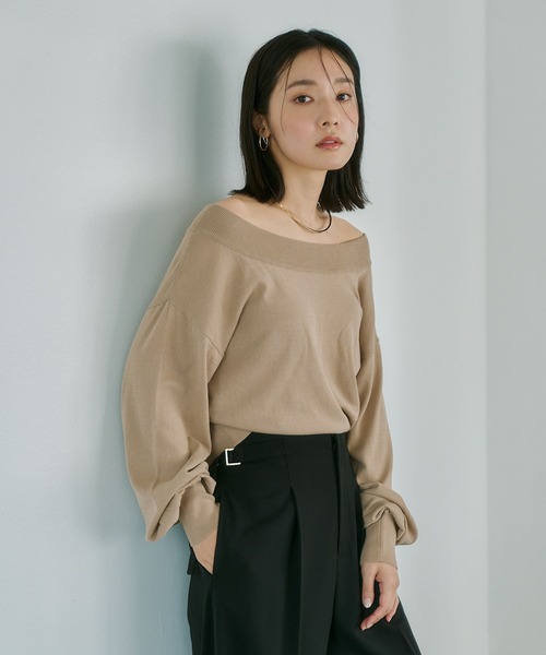 Andemiu(アンデミュウ)の「シアーオフショルニット671656(ニット/セーター・レディース・ブラック/ベージュ/レッド・FREE)」の3枚目の写真