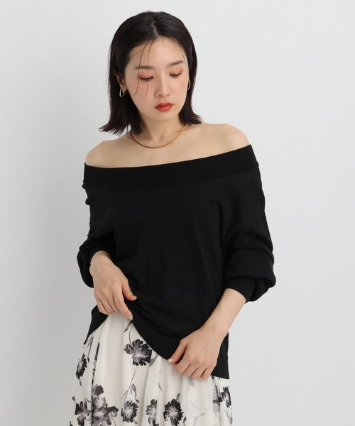 Andemiu(アンデミュウ)の「シアーオフショルニット671656(ニット/セーター・レディース・ブラック/ベージュ/レッド・FREE)」の6枚目の写真
