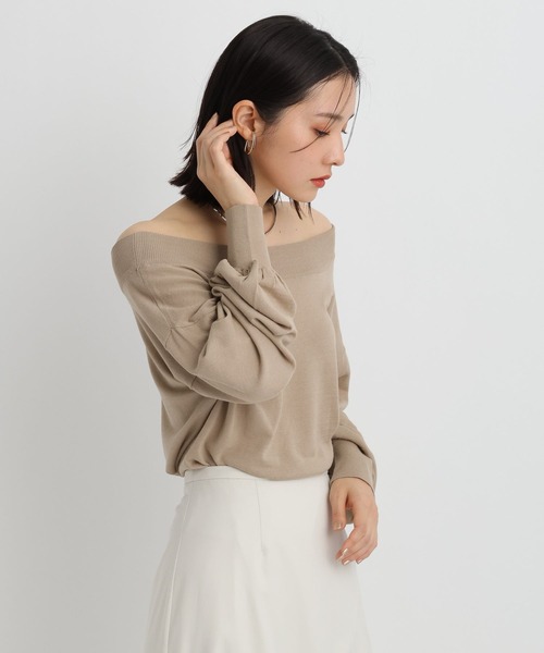 Andemiu(アンデミュウ)の「シアーオフショルニット671656(ニット/セーター・レディース・ブラック/ベージュ/レッド・FREE)」の12枚目の写真