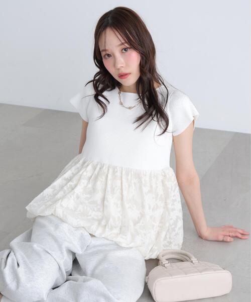 ◇【はかな企画】シアージャガードドッキング半袖ニット〈MFM