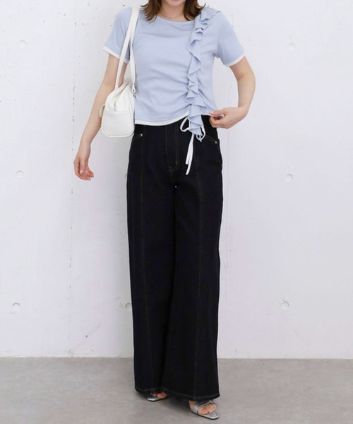 archives(アルシーヴ)の「フリルドロストカットTOPS 5S(Tシャツ/カットソー・レディース・アイボリー/ブラック/グレー/ブルー・MEDIUM)」の9枚目の写真