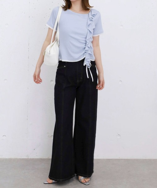 archives(アルシーヴ)の「フリルドロストカットTOPS 5S(Tシャツ/カットソー・レディース・アイボリー/ブラック/グレー/ブルー・MEDIUM)」の10枚目の写真