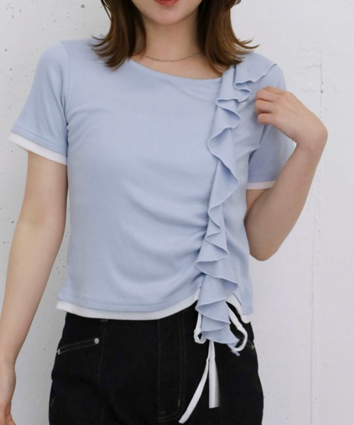 archives(アルシーヴ)の「フリルドロストカットTOPS 5S(Tシャツ/カットソー・レディース・アイボリー/ブラック/グレー/ブルー・MEDIUM)」の5枚目の写真