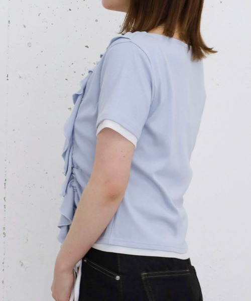 archives(アルシーヴ)の「フリルドロストカットTOPS 5S(Tシャツ/カットソー・レディース・アイボリー/ブラック/グレー/ブルー・MEDIUM)」の7枚目の写真