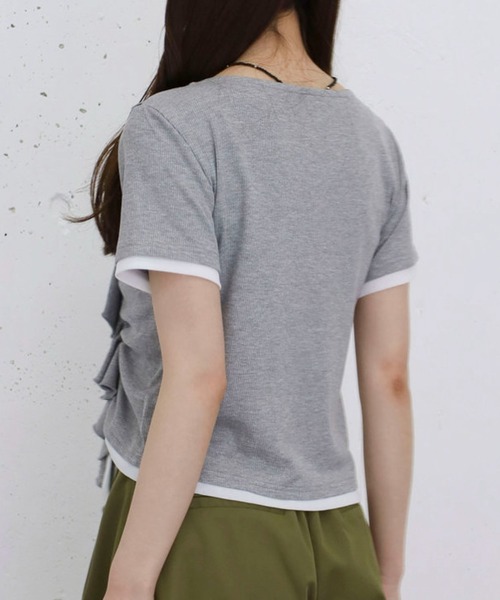 archives(アルシーヴ)の「フリルドロストカットTOPS 5S(Tシャツ/カットソー・レディース・アイボリー/ブラック/グレー/ブルー・MEDIUM)」の14枚目の写真
