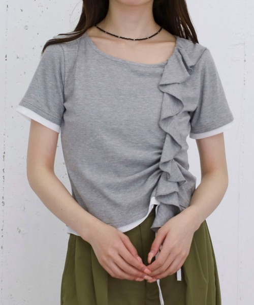 archives(アルシーヴ)の「フリルドロストカットTOPS 5S(Tシャツ/カットソー・レディース・アイボリー/ブラック/グレー/ブルー・MEDIUM)」の15枚目の写真