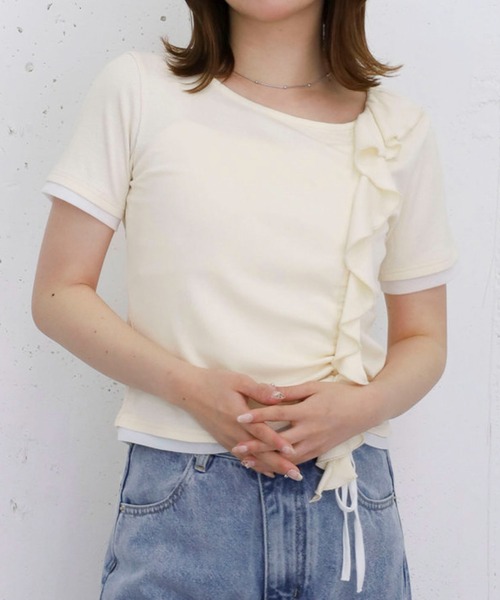 archives(アルシーヴ)の「フリルドロストカットTOPS 5S(Tシャツ/カットソー・レディース・アイボリー/ブラック/グレー/ブルー・MEDIUM)」の22枚目の写真