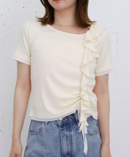 archives(アルシーヴ)の「フリルドロストカットTOPS 5S(Tシャツ/カットソー・レディース・アイボリー/ブラック/グレー/ブルー・MEDIUM)」の21枚目の写真