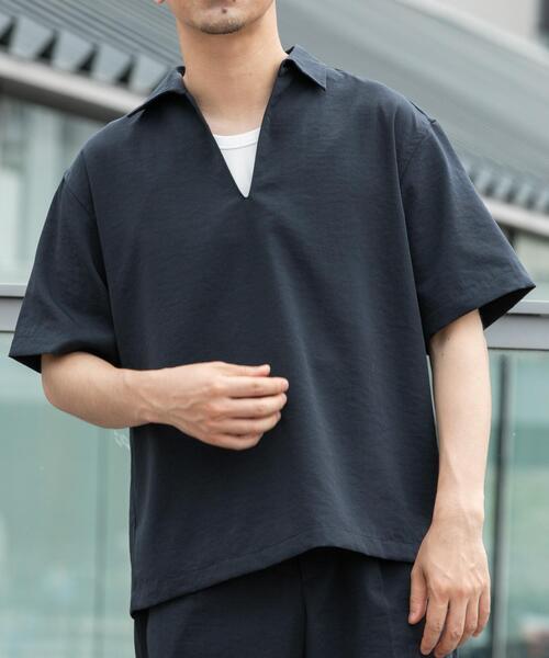 URBAN RESEARCH ROSSO MEN(アーバンリサーチロッソメン)の「『セットアップ対応』『防シワ/速乾』ドライイージースキッパーシャツ(シャツ/ブラウス・メンズ・ベージュ系その他/ネイビー/ブラック/チャコールグレー・MEDIUM/LARGE)」の4枚目の写真