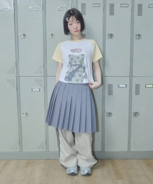 Video Jockey（ビデオジョッキー）の「[キョンギXビデオザキ] ドットキャットクロップTシャツ [イエロー]（Tシャツ/カットソー・レディース・イエロー・SHORT）」の3枚目の写真