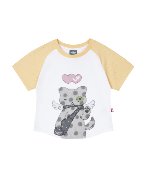 Video Jockey（ビデオジョッキー）の「[キョンギXビデオザキ] ドットキャットクロップTシャツ [イエロー]（Tシャツ/カットソー・レディース・イエロー・SHORT）」の6枚目の写真