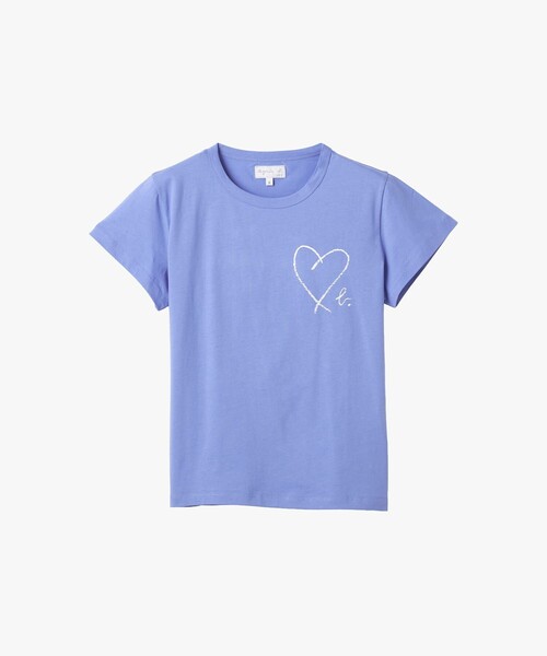 agnes b.(アニエスベー)の「"b."ロゴ ハート プリント コットン 半袖 Tシャツ "Brando"(Tシャツ/カットソー・レディース・ブルー・1/2/3)」の1枚目の写真