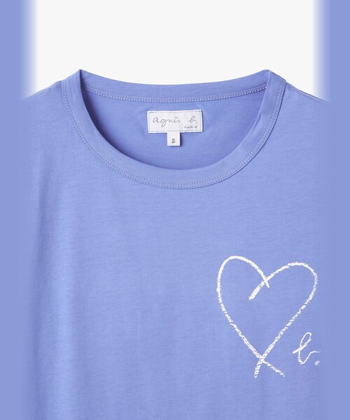 agnes b.(アニエスベー)の「"b."ロゴ ハート プリント コットン 半袖 Tシャツ "Brando"(Tシャツ/カットソー・レディース・ブルー・1/2/3)」の3枚目の写真
