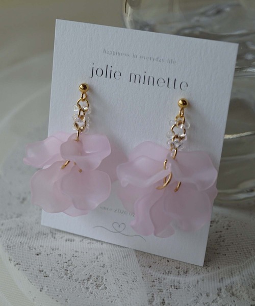 CERCA(チェルカ)の「jolie minette/ボリューム フリル キラキラ ピアス/アレルギー対応サージカルステンレス(ピアス(両耳用)・レディース・ライトピンク/ホワイト/グレイッシュブルー/ライトイエロー・FREE)」の11枚目の写真
